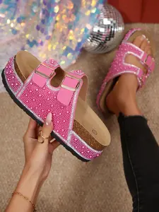 Women's Boho Style Sandals, PU Upper Material, Thick Rubber Sole, All-Season Wear, Summer, Ethnic Pattern Design, Perfect for Daily Use & Travel