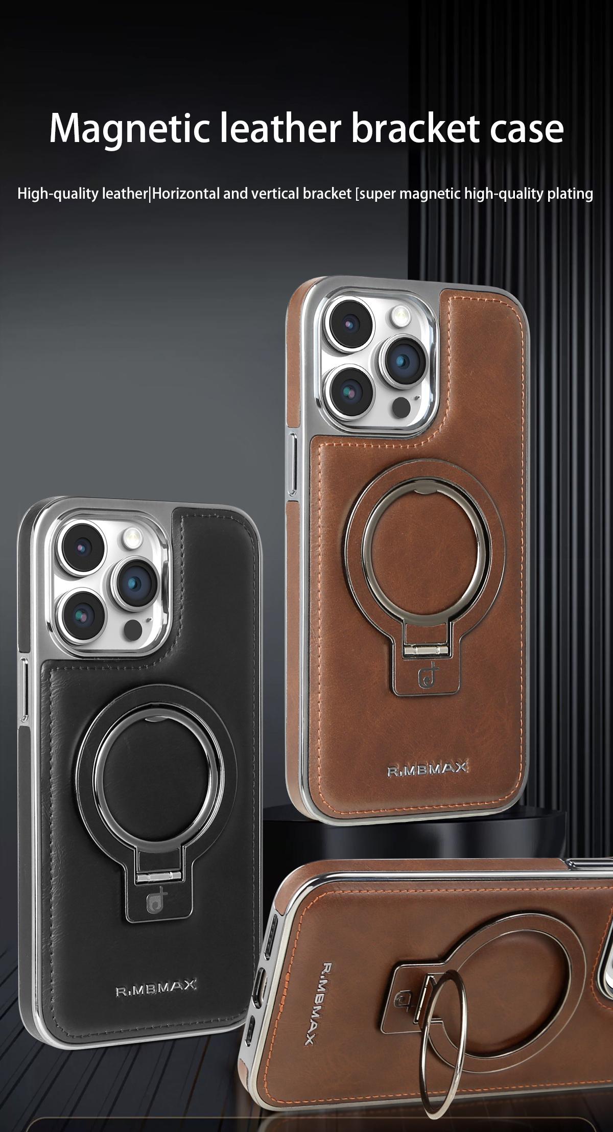For iPhone 17ProMax Rotating Magnetic Stand Phone Case, High-end Plain Leather Texture iPhone16/iphone15Plus Light Luxury Business, Full Shockproof iphone14/iphone13/iphone12Pro Advanced Sense Protective Case for Men and Women