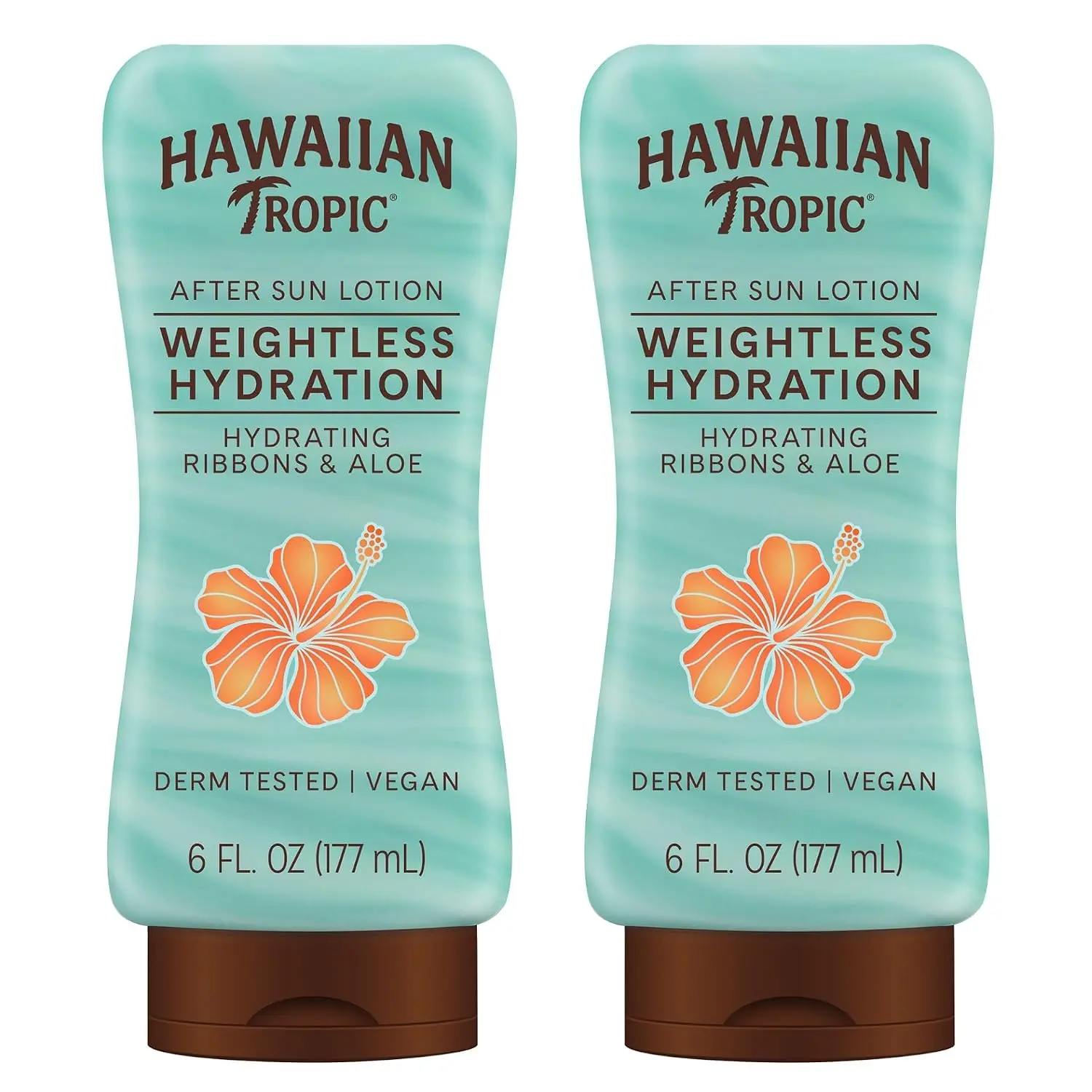 Hawaiian Tropic Weightless Hydration After Sun Lotion, 6 Fl Oz (2 Pack) | 24 hour moisturizing after sun care, Hydrating lotion with aloe and shea butter, Coconut papaya scent, Lightweight texture