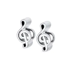 Sterling Silver Simple Shape Music Melody Notes Table G Clef Musician Charm Bead for Bracelet (Set)