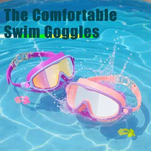 Children's Swimming Goggles 4-15 Years Anti-fog UV Wide Field of View Waterproof Leak Proof Boys and Girls Swimming Goggles