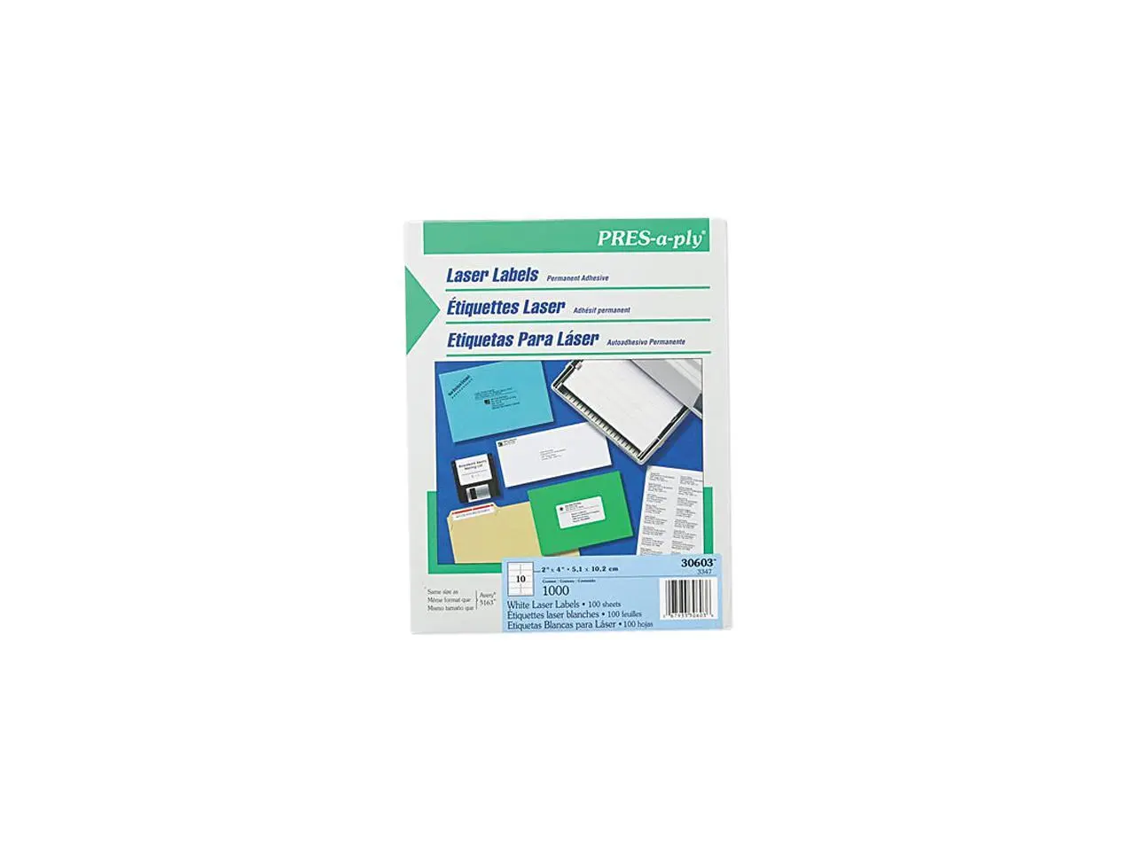 Avery 30603 Pres-A-Ply Laser Address Labels, 2 x 4, White, 1000/Box Avery 30603 Pres-A-Ply Laser Address Labels, 2 x 4, White, 1000/Box