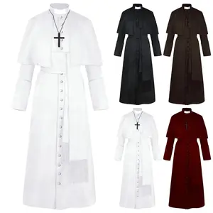 Medieval Priest Cosplay Costumes Long sleeve Monk Robe Witch Christ Cosplay Carnival Halloween Costumes for Women Adult 2024