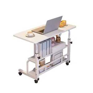 31.5" Mobile Standing Desk, Adjustable Height Portable Rolling Desk Small Computer Desk, Mobile Stand Up Desk With Wheels & Storage Shelves For Home Office School