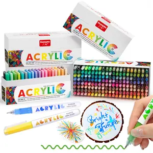 72/168 Colors High Gloss Acrylic Markers,1mm  Bullet Nib Acrylic Paint Pens,Bright Colors,Big Capacity ink,Wide Range of Uses,For Rock Painting, Canvas, Wood, Glass, Ceramic, Fabric, Plastic, Egg, Art Painting Supplies Kit