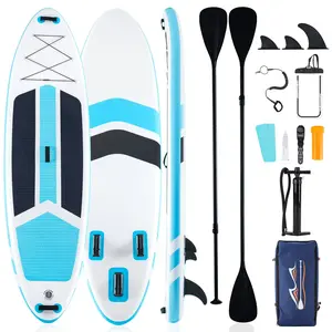 10.5'×33'' Inflatable Stand Up Paddle Board Non-Slip Deck, Durable Advanced Material and Complete SUP Accessories for All Skill Levels, Bule and Gray