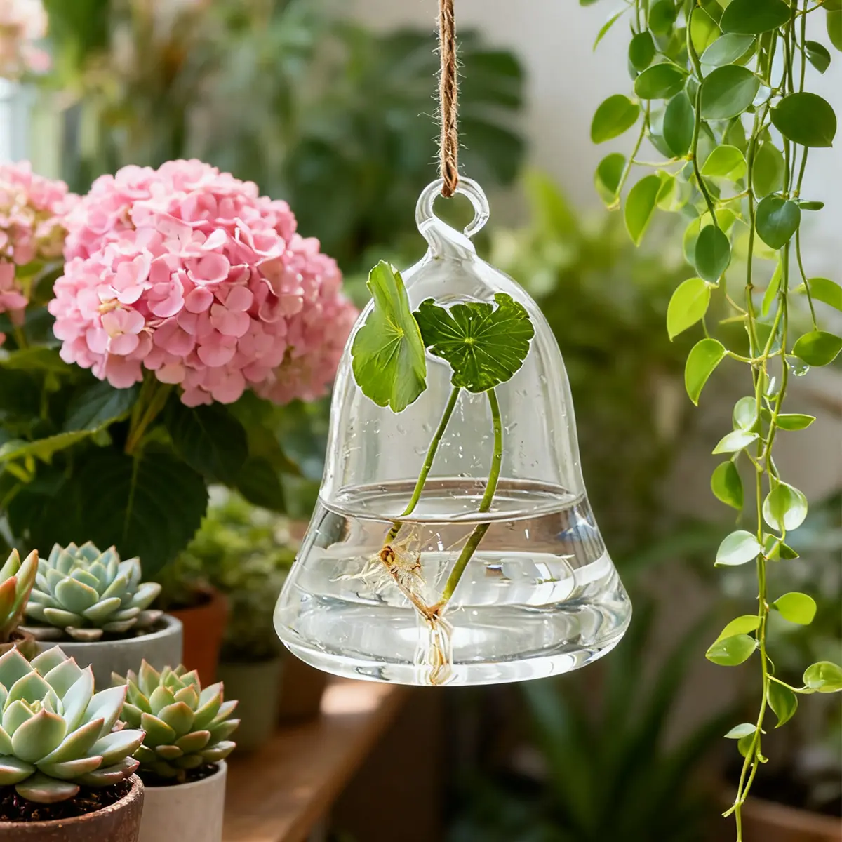 Modern Minimalist Transparent Glass Hanging Vase, Perfect for Hydroponic Succulents & Plants, Ideal for Garden Patio Home Decor