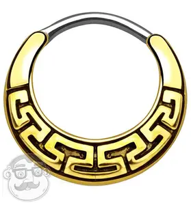16G Gold Aztec Brass Septum Clicker