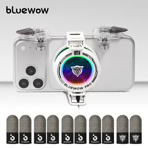 BlueWow X109 AI Cooler White 3-Speed Turbo Cooling RGB Magnetic Clip-on with Gaming Finger Sleeves for PUBGMobile CODM Freefire Deltaforcemobile 15W High-Power Cooler 2x Adjustable Clip-Ons 2x Transparent Protection Films