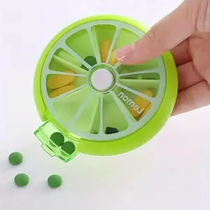 7-Day Fruit Shaped Pill Organizer, Rotating Weekly Medicine Storage Case, Portable ABS Pocket Pill Box for Travel & Home Use