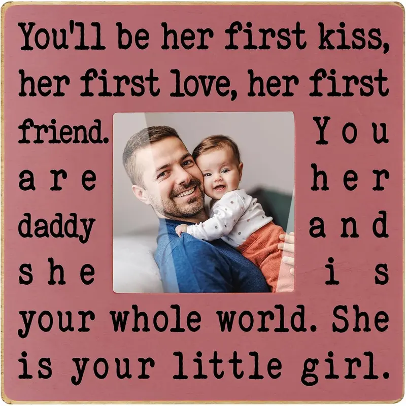 First Time Dad Gifts from Daughter Wife - New Dad Picture Frame for Father's Day, Birthday, Christmas, Valentine's Day - Daddy to be and Me 4x4 Girl Dad Frame for Expecting Father