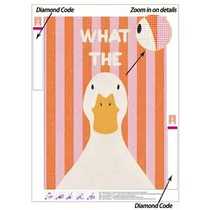 5D DIY Diamond Painting, Diamond Art Kit, Cute Animal Art Diamond Painting Set, Striped Background, Confused Duck Pattern, Adult Diamond Painting Poster Wall Decor, Home Decor Diamond Painting, DIY Handmade Wall Art, Enjoy The Fun Of Handicraft, Best Gift