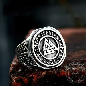 GTHIC Valknut Runes Celtics Knot Viking Ring Fashion Accessories For Men Daily Wear