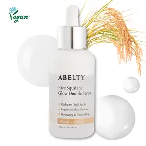 ABELTY Rice Squalane Glow Double Serum – Korean Hydrating Serum with 5% Olive Squalane, Rice Extract – Glass Skin, Anti-Pigmentation, Even Skin Tone, Nourishing, Moisturizing , Vegan First Essence50ml / 1.69 Fl.oz