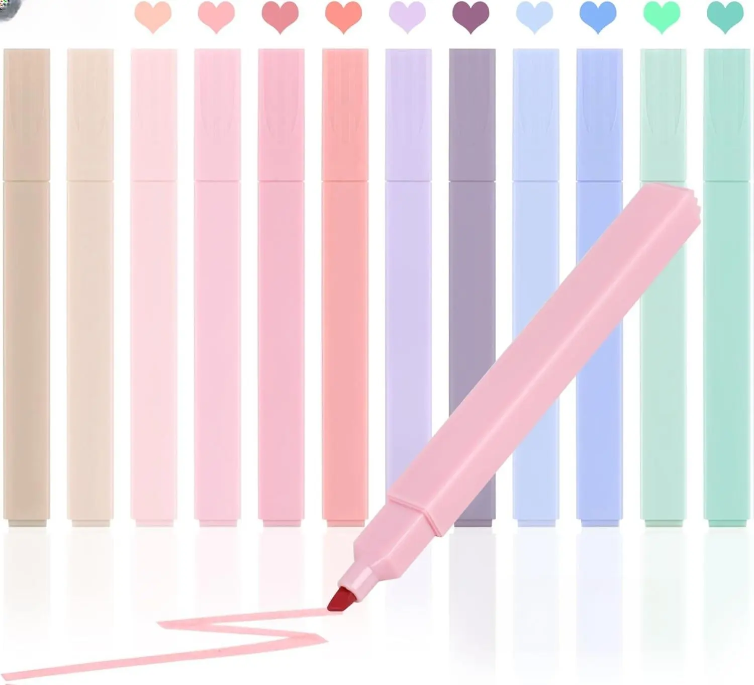 12pcs Pastel Bible Highlighters - Cordless, No-Bleed, Durable, Quick-Dry Felt Tip Pens with Comfortable Grip, Aesthetic Design for Classmates, Colleagues, Bible Study, Bullet Journaling (Office Stationery Writing Tools)