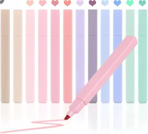 12pcs Pastel Bible Highlighters No Bleed Durable Ink Quick Dry Comfortable Grip Aesthetic Design Perfect for School College Home Office Travel Diaries & Notes