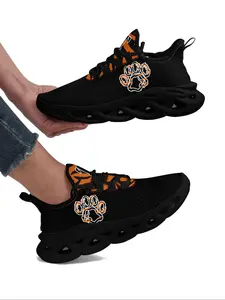 Women's Fashionable Tiger Paw Print Lace Up Low Top Sneakers, Casual Comfortable Breathable Sports Running Shoes, All-match Basic Shoes for Daily Wear