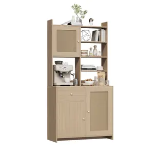 Kitchen Pantry Cabinet with Adjustable Shelf, 71" Tall Storage Cabinet with Microwave Stand, Food Pantry Cabinets for Kitchen, Dining Room, Living Room