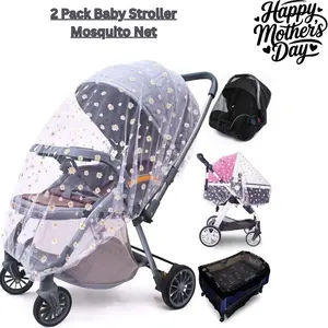 2 Pack Baby Stroller Mosquito Net - Universal Breathable Mesh Bug Net for Stroller Bassinet Cradle Playard Pack N Play Mini Crib Bug Protection