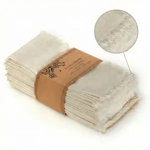 ACCENTHOME Cotton Linen Napkin, 18x18 inch Dinner Napkins - Washable Soft Premium Hotel Quality Reusable Hemmed Edges Napkins Perfect Table Linens for Family Dinners, Weddings