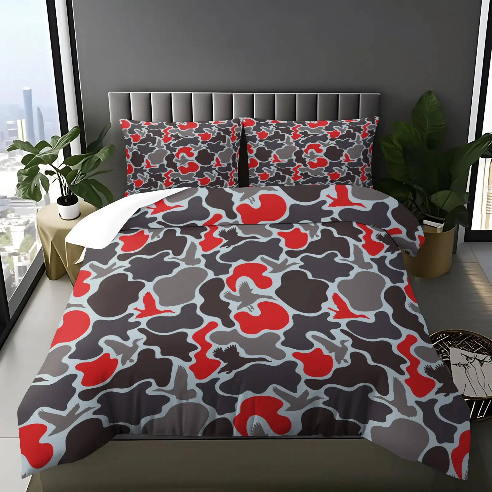 NO COMFORTER Multiple Size 3Pcs Duck Hunting Camouflage Duvet Cover Set, 100% Microfiber, Breathable Durable, All Season Use, Rustic Cabin Bedroom Aesthetic