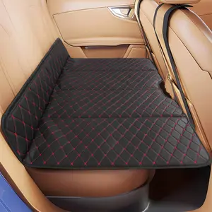 Foldable Non-Inflatable PU Leather Car Back Seat Mattress, 130x80cm Anti-Slip Portable Travel Bed for Sedan, SUV