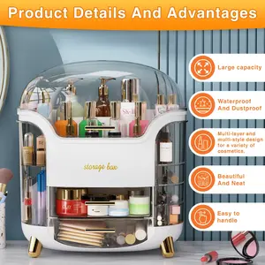 Large Capacity Makeup Organizer Makeup Organizer Countertop Vanity Organizer For Waterproof ＆Dustproof Skincare Organizers For Bedroom Bathroom Multi-style Makeup Organizer For Vanity, Clear