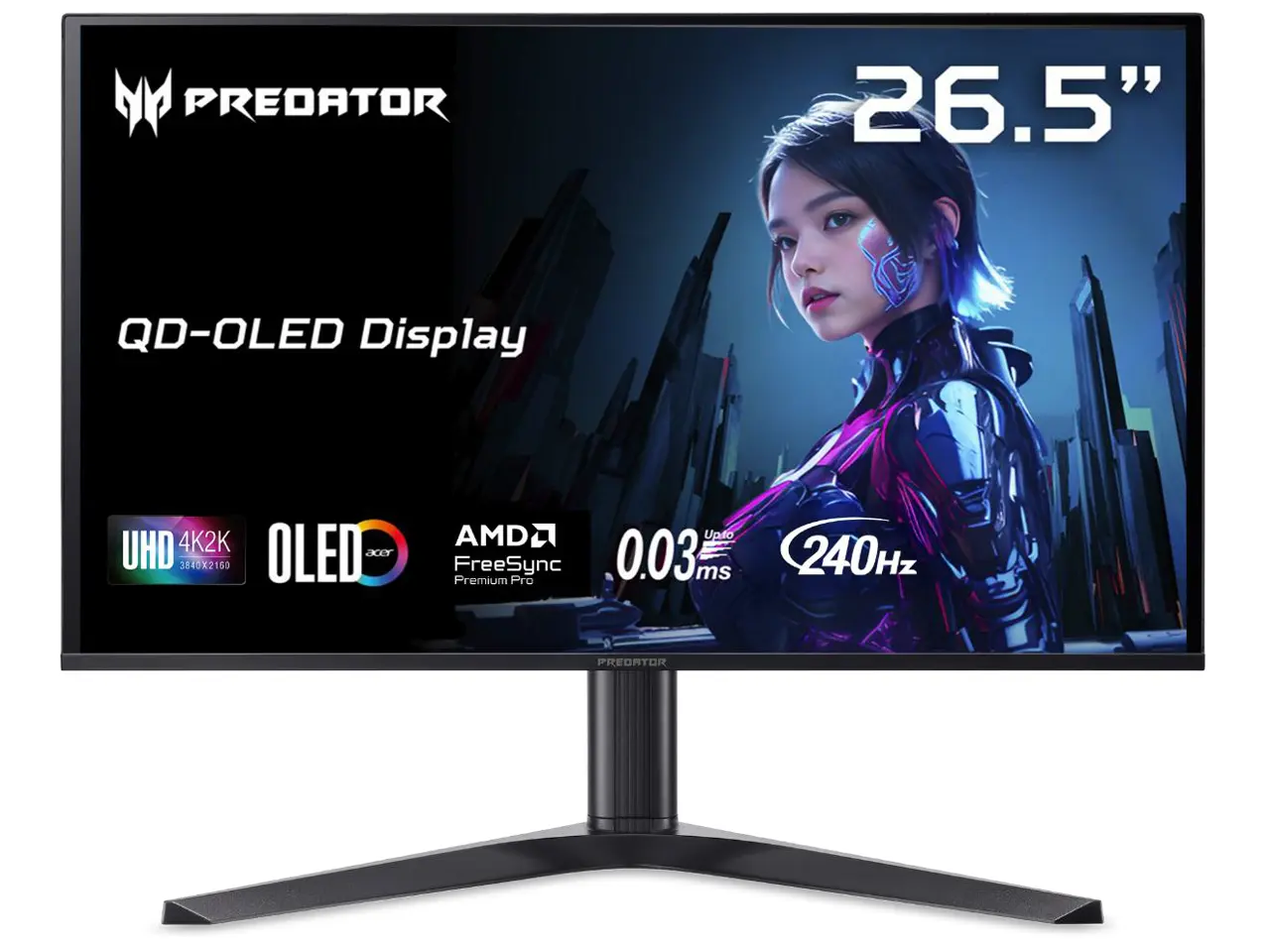 Acer Predator 27 inch UHD 4K 240Hz AMD FreeSync Premium Pro & G-Sync Compatible HDR400 USB-C Built-in Speaker OLED Gaming Computer Monitor with Height Adjustable, Swivel, Pivot & Tilt Stand X27 X1bmiippruzx