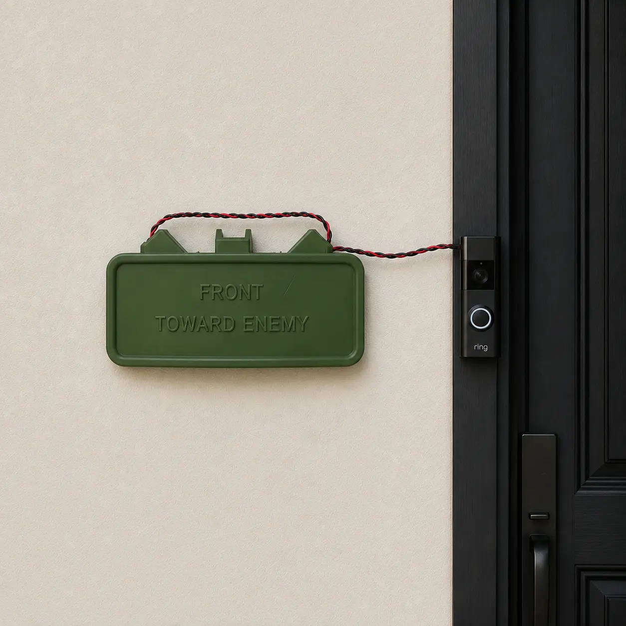 Claymore Doorbell - 3D Printed Mine-Style Cover with "FRONT TOWARD ENEMY" Text - Durable PLA Material - Tactical Upgrade for Your Home Decor homeessentials