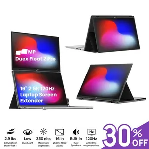 Mobile Pixels Duex Float 2 Pro 16" 2.5K 120Hz Portable Monitor, Laptop Screen Extender with Magnetic Built-in Kickstand, High-Resolution Display, USB C/HDMI Plug & Play for Mac/Windows/Switch Workfromhome