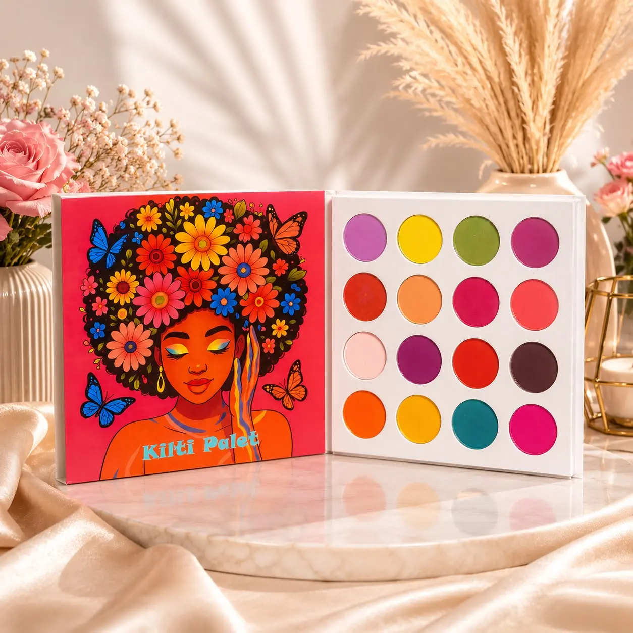 Kilti Palet Exclusive Limited Edition Long Lasting 16 Shades Colorful Eyeshadow Palette for Vibrant Eye Makeup