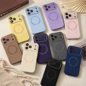 Simple Solid color couple phone cases for iPhone 17/16/15/14/13/12/11 Pro Max, instantly transforming your phone into an iPhone 17. Built-in lens protection and supports MagSafe 985