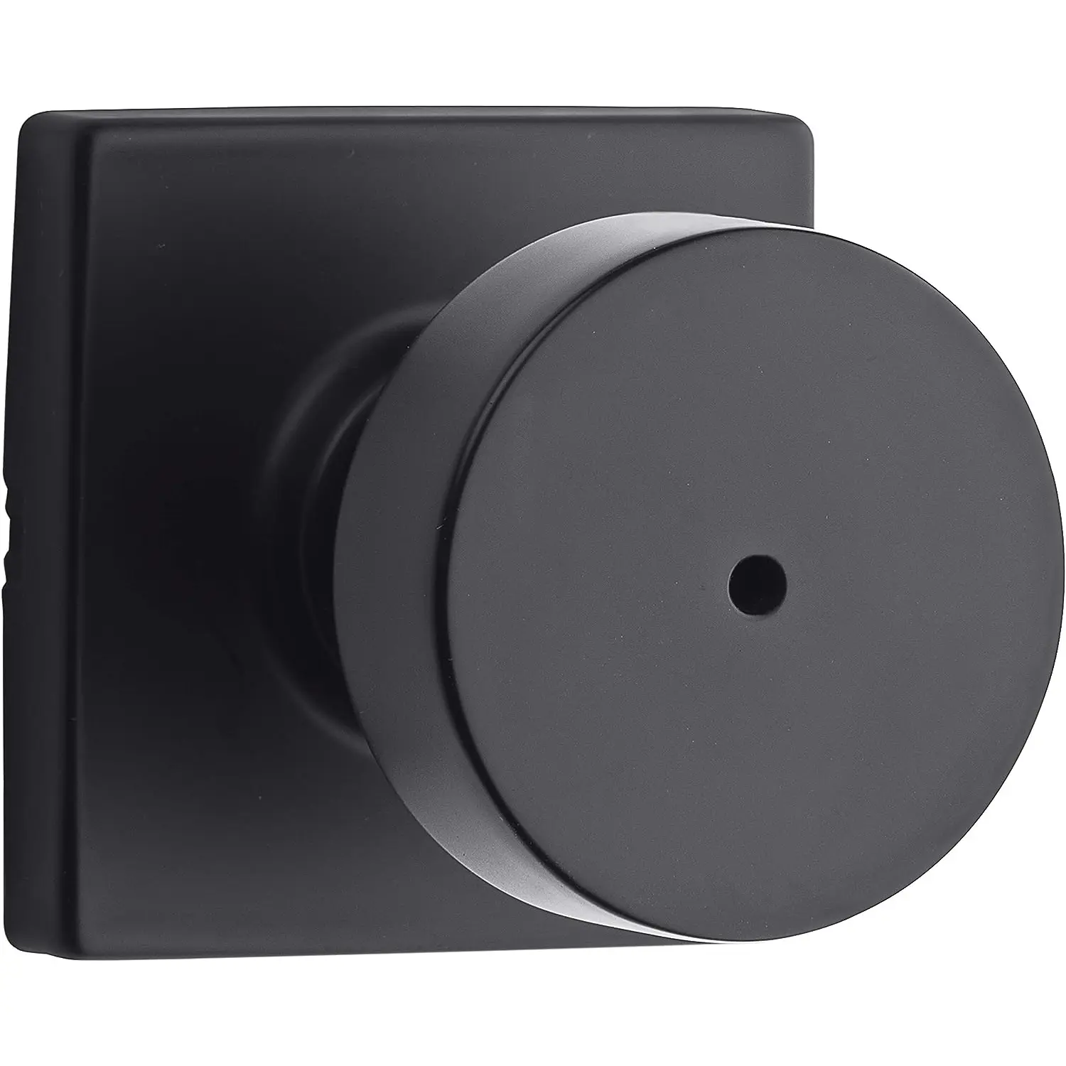 Kwikset Pismo Interior Privacy Door Knob with Lock, Door Handle for Bathroom and Bedroom, Matte Black Keyless Turn Lock Doorknob, with Microban Protection, Square Rose Kwikset