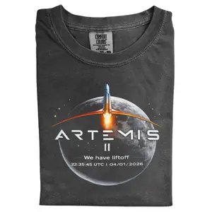 Artemis II Vintage Space Graphic Tee, Moon Mission T-shirt, NASA Space Shirt, Science Graphic Tee, Rocket Lift-off Shirt, Gift for Men, Gift for Women
