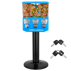 fathersdaygift VEVOR Candy Vending Machine, Triple Compartment Candy Vending Machine with Stand, Gumball Candies Vendings Machines with Built-In Cash Box, Detachable, Vintage Candies Dispenser for Shops, Arcades