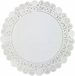 50 Pieces 14 Inch White Round Greaseproof Lace Paper Doilies