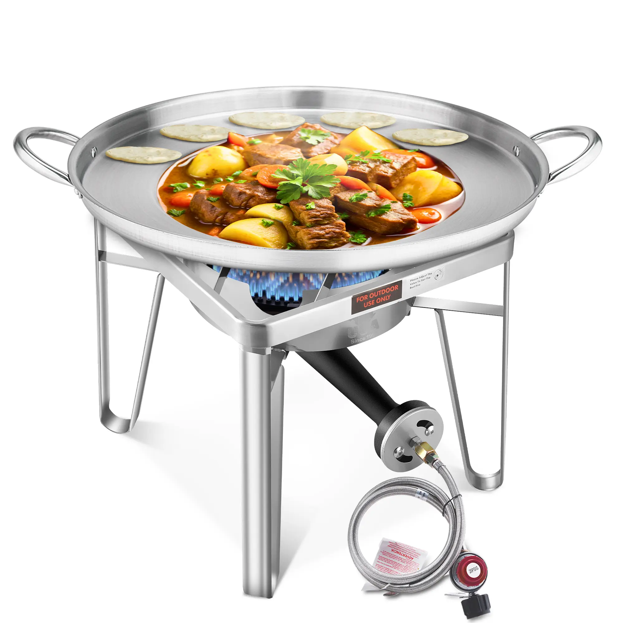 ARC ADVANCED ROYAL CHAMPION 23-Inch Heavy Duty Stainless Steel 200000 BTU Propane Barbecue Stove - High Heat Concave Comal, Mexican Discada Disc Cooker, Powerful Heating, Outdoor Use, Ideal for Frying & Tortilla Making, Versatile Cooking for Frequent Use,