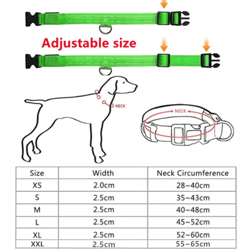 Led Glowing Dog Collar Adjustable Flashing Rechargeable Luminous Collar