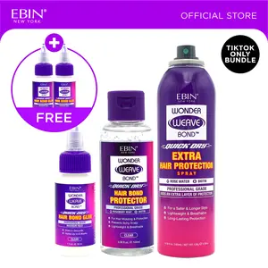 EBIN Wonder Weave Bond 3-Step Install & Care Bundle - Hair Bond Glue + Hair Protector + Extra Hair Protection Spray with FREE Bond glue | Up to 6 weeks hold, Quick dry, Healthy hair