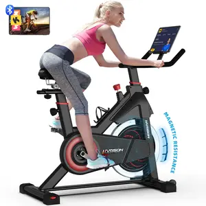 HARISON Magnetic Spin Bike with Bluetooth - 350LBS Heavy Duty Quiet Indoor Cycle, Wide Seat(TKHR-X12) Fitness Apps Customizable Workout Plan Ergonomic Design Adjustable Seat Height Tall Bike