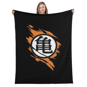 Dbz Japanese Character Print Flannel Blanket Soft Warm Lightweight Throw for Home Bedroom Sofa Picnic Travel Office Use