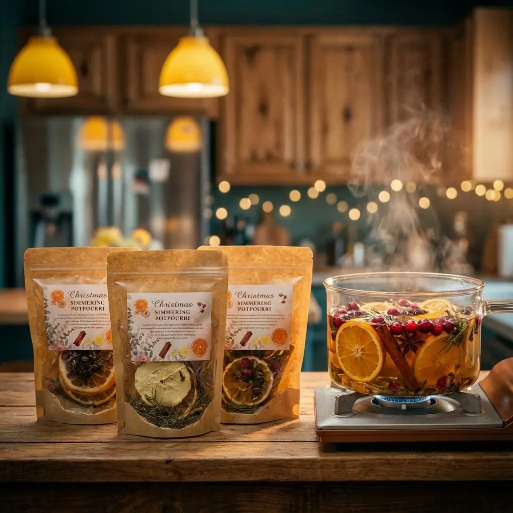 3pcs Simmer Pot Kit for Stove made with natural ingredients, ideal for home fragrancing, air purification, odor elimination, creating festive ambiance, and relaxation. Also makes an excellent holiday gift. Christmas Star