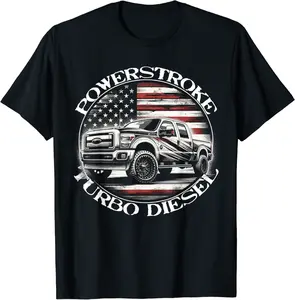 Powerstroke Turbo Diesell Truck American Flag Rolling Coal T-Shirt - Braedoncoysp Shop 85B0CVNNH9FV