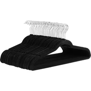 Velvet, Non-Slip Suit Clothes Hangers, Pack of 50, Black