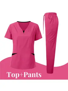 Breathable Quick Dry Uniform Short Sleeve Pants Unisex Doctor Nurse Daily Work Clothes