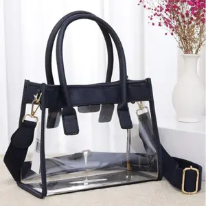 Clear Stadium Bag Color Trim Crossbody Shoulder Bag with Adjustable Strap