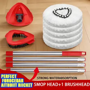 Mop Set with 360° Rotatable Mop 2/5 Microfiber Heads 61-Inch Adjustable Handle Efficient Cleaning Supplies(No bucket)