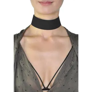 Extra Wide Black Vegan Suede Choker