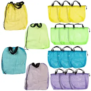 16 1/2" x 16" Mesh Beach Drawstring Bags - 12 Pc.