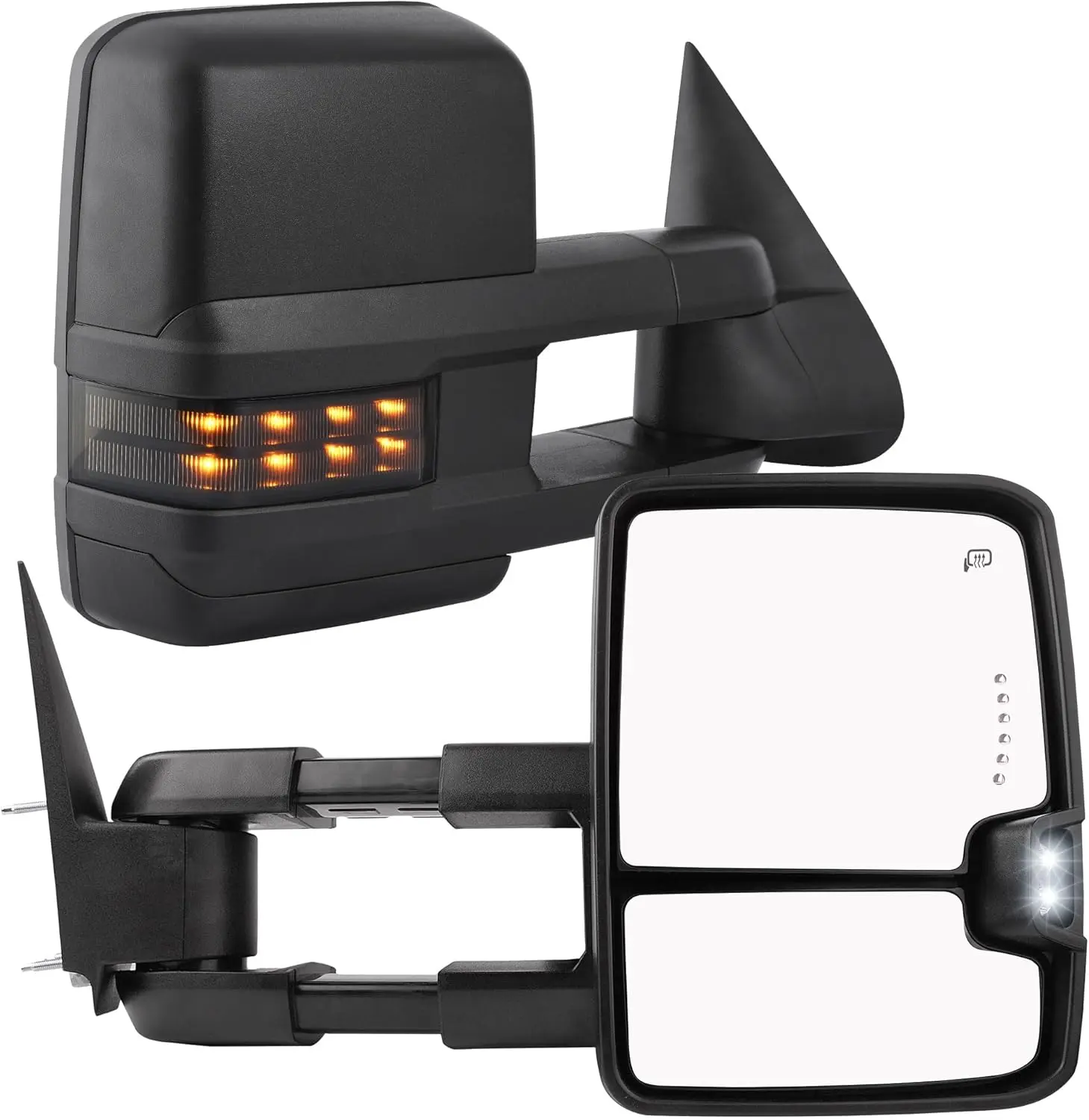 YITAMOTOR Towing Mirrors Compatible with Chevy Silverado Tahoe Suburban Avalanche GMC Sierra Yukon Cadillac Escalade 2003-2006 Power Heated LED Signal Lamp Clearance Light Black Pair Mirrors